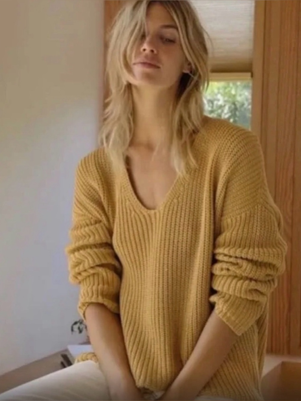 Jenni Kayne Organic Cotton Oversized V Neck Sweater